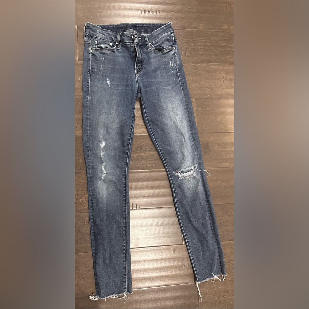Mother skinny Jeans The Mid Rise Dazzler Ankle Fray Size 24